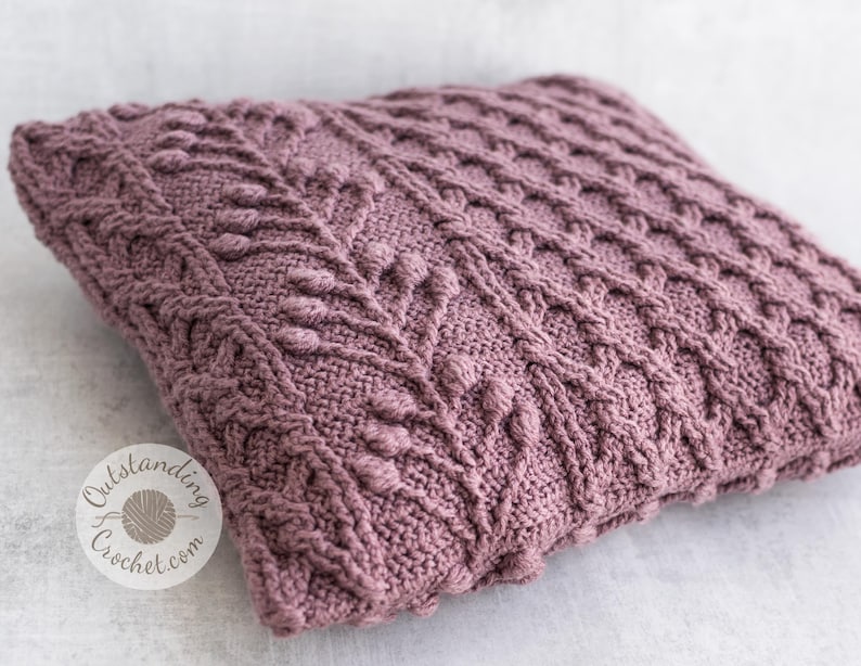 Crochet Pillow PATTERN - Umbella Cushion - Cabled, Textured - Chart, Videos, Written - PDF image 2