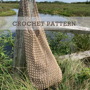 Crochet Beach Bag PATTERN - Women Shoulder Bag, Weaved In Wooden Beads - Oversized, Boho Chic Purse - Charts, Step Pictures, PDF