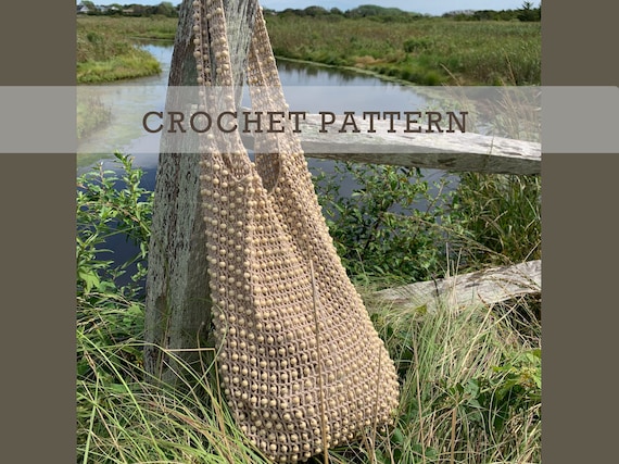 Crochet Beach Bag PATTERN - Women Shoulder Bag, Weaved In Wooden Beads - Oversized, Boho Chic Purse - Charts, Step Pictures, PDF