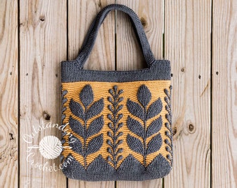 Prairie Bag Crochet PATTERN - Embossed Crochet Women Handbag, Shoulder Bag, Tote, Purse - Written, Videos, Charts, Schematics - PDF