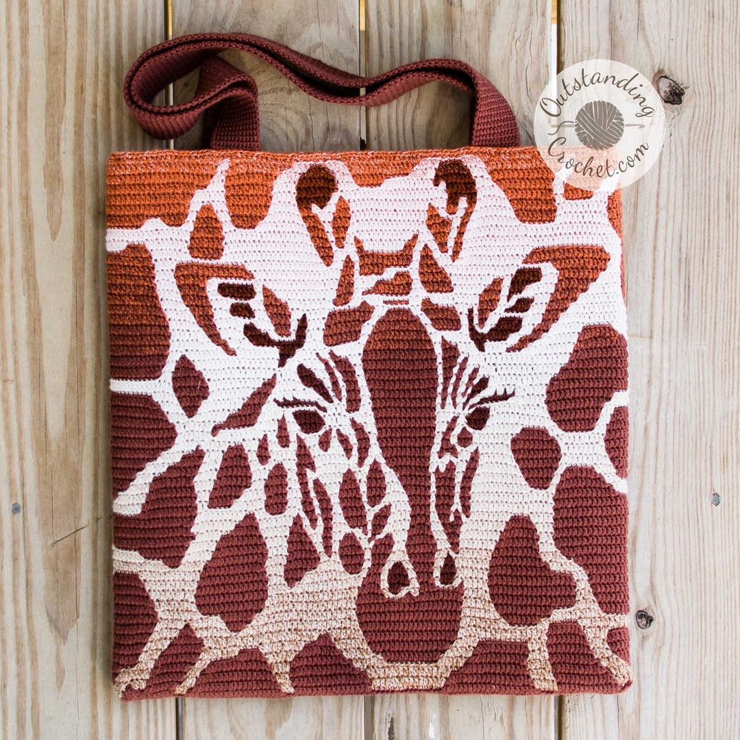 Crochet Bag PATTERN Giraffe Mosaic Pillow Cushion Tote 