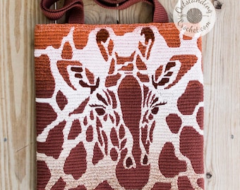 Crochet Bag PATTERN - Giraffe - Mosaic Pillow, Cushion, Tote, Handbag - Overlay mosaic animal print - Cake yarn - Haakpatroon - PDF
