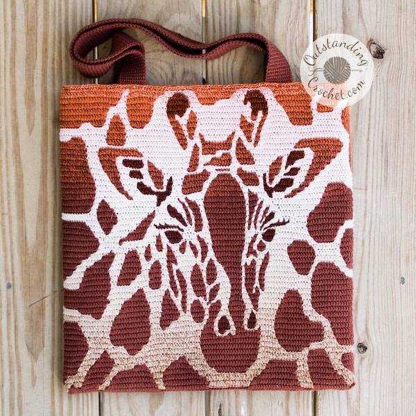 Crochet Bag Pillow PATTERN - Giraffe - Overlay Mosaic Crochet Women Tote, Shoulder bag, Handbag, Cushion - English, Dutch Haakpatroon, PDF