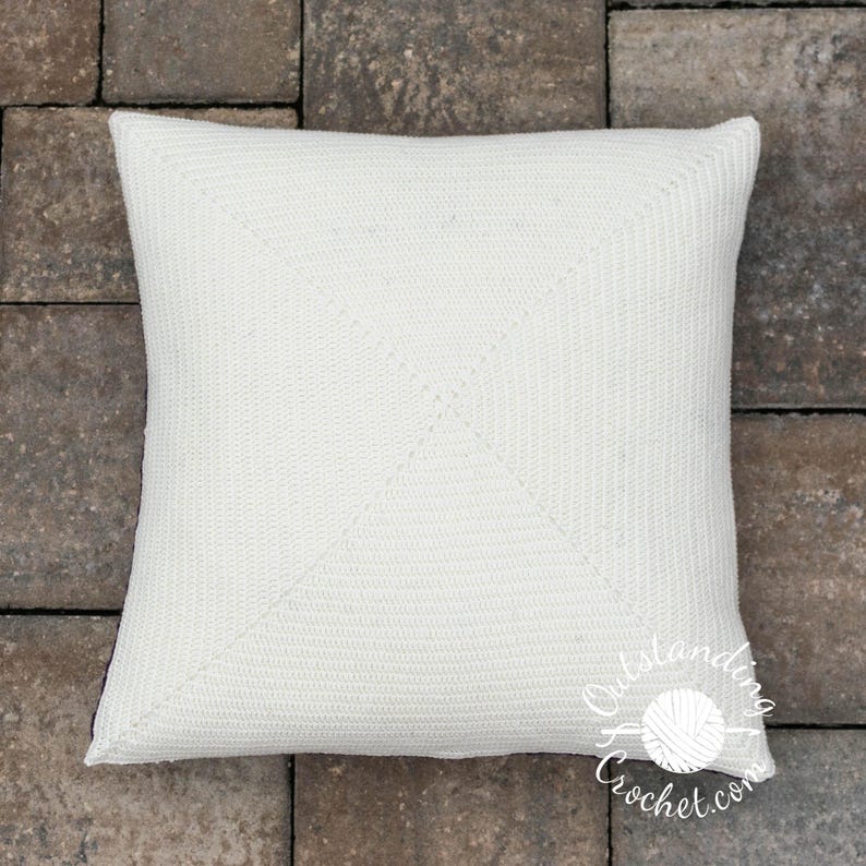 Petalique Pillows mosaic crochet pattern: smaller without a border and larger with a border. Made from the center without any tails to hide.  Features delicate flowers and leaves on the front with a plain back. Can be made as a wall hanging.