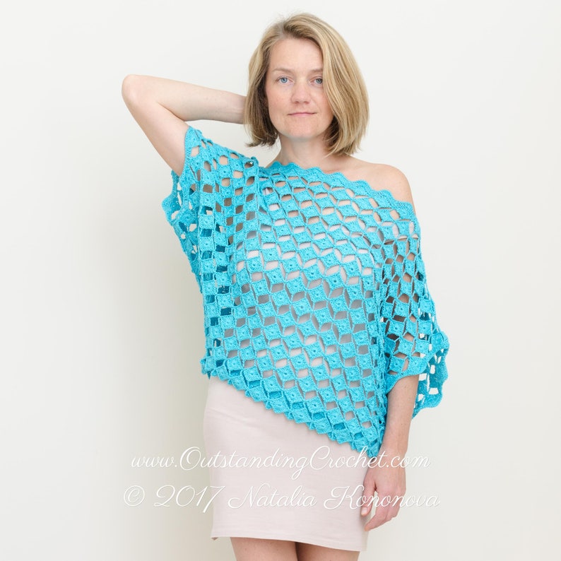 Crochet Top PATTERN - Seaside - Off Shoulder, Women, Plus size, Summer, Seamless, Boat Neck, Drop Shoulder, Oversized Fit