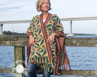 Forager Ruana and Shawl Crochet PATTERN - Women Open Front Cardigan, Poncho, Scarf, Stole - Overlay Mosaic Crochet - Haak patroon - PDF