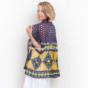 Crochet Shrug PATTERN - Women Convertible Summer Cardigan - Oversized Lace Beach Cover Up, Top - PDF