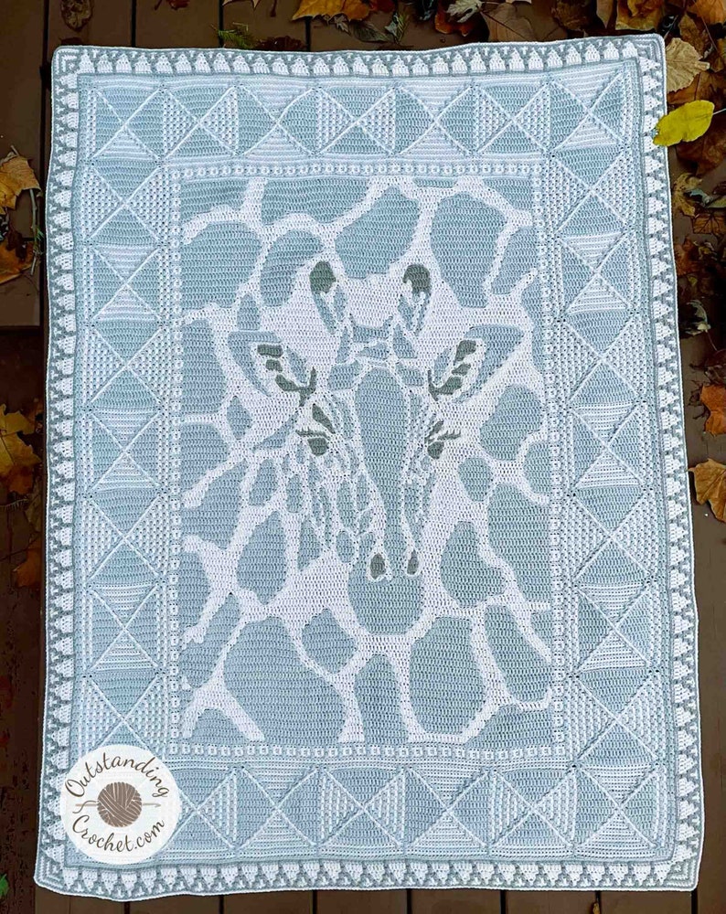Giraffe Blanket Crochet PATTERN, Overlay Mosaic Crochet in 2 Sizes