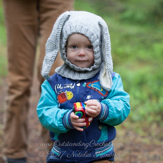 Bonnet Cagoule Bébé Elonglin - Oreilles Lapin - Doublure Polaire - Gris - Taille 3-18 Mois