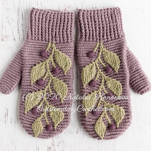 Crochet PATTERN Mittens Hedera Women, Kids Sizes Embossed Textured Cabled, Multicolor Haakpatroon PDF image 2