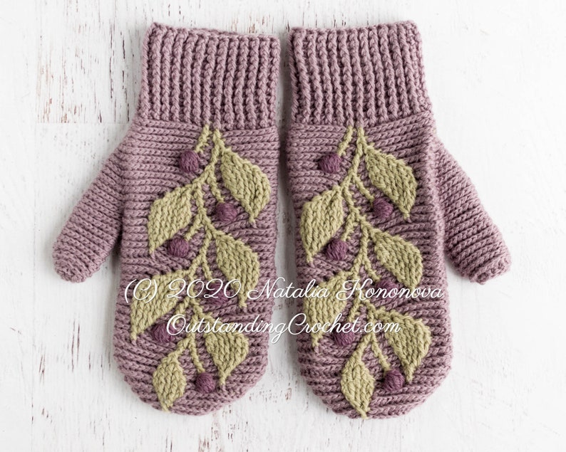 Crochet PATTERN Mittens Hedera Women, Kids Sizes Embossed Textured Cabled, Multicolor Haakpatroon PDF image 2