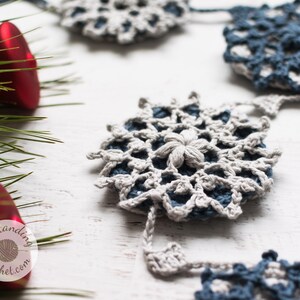 Crochet PATTERN Christmas Garland Snowflake Christmas tree garland, Ornament, Winter home decoration Written, Charts, Video PDF image 7