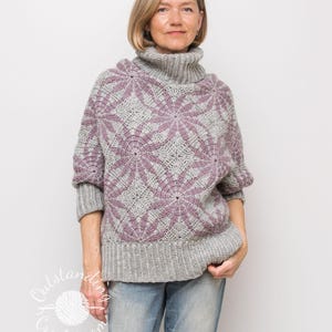 Poncho Sweater Crochet PATTERN - Polar Star - Women pullover, jumper with cowl collar -  Small to plus sizes, Oversized, chunky - PDF