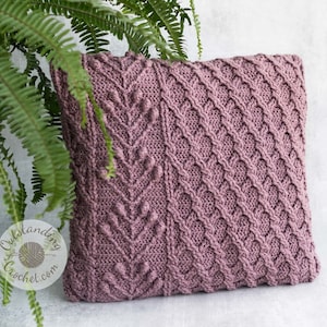 Crochet PATTERN - Pillow / Cushion - Umbella - Cabled, Textured - Chart, Videos, Written - PDF