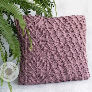 Crochet Pillow PATTERN - Umbella Cushion - Cabled, Textured - Chart, Videos, Written - PDF