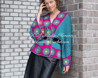 Crochet PATTERN - Serenum Cardigan / Sweater - 2 in 1 Convertible - Women Oversized Pullover - Kimono - Plus size - Haakpatroon - PDF