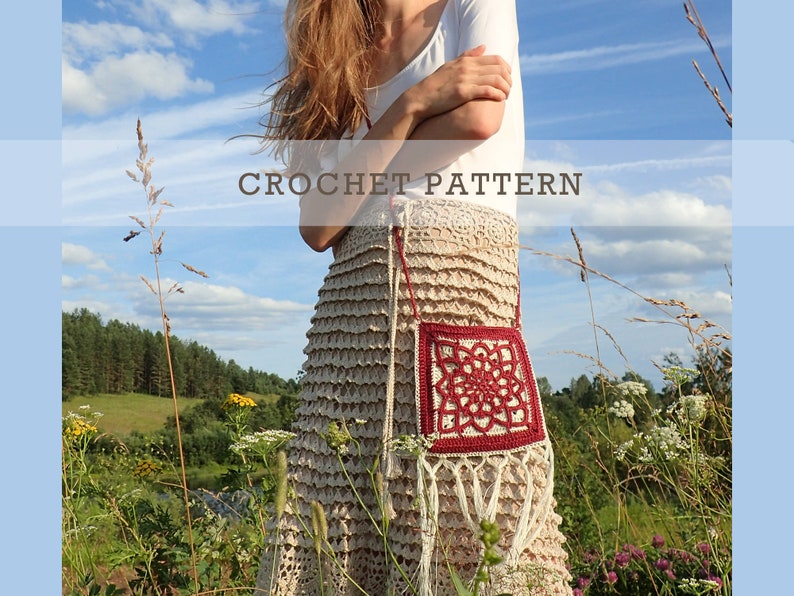 Crochet pattern: Small cross-body purse with fringes