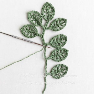 Irish Crochet Applique PATTERN Branch Crochet Gift Idea Leaf Lace Motif Embellishment Wall Decoration DIY Home Decor PDF image 3