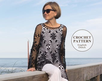 Bohemia Crochet Dress PATTERN: Lace Tunic, Beach Cover Up, Joined Motifs (PDF)