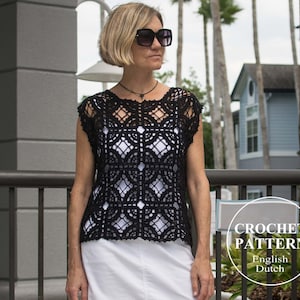 PADRÃO de blusa de renda em crochê: Saída de verão com losangos (download em PDF)