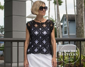 Crochet Lace Top PATTERN: Rhombelle Summer Cover Up (PDF Download)