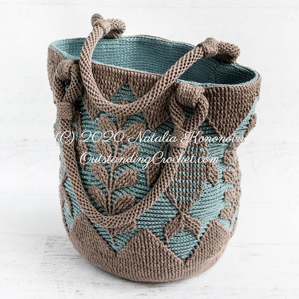 Crochet PATTERN - Bag - Corfu - Women Purse, Shoulder, Handbag, Beach, Basket, Embossed, 3D Multicolor - Haakpatroon - PDF