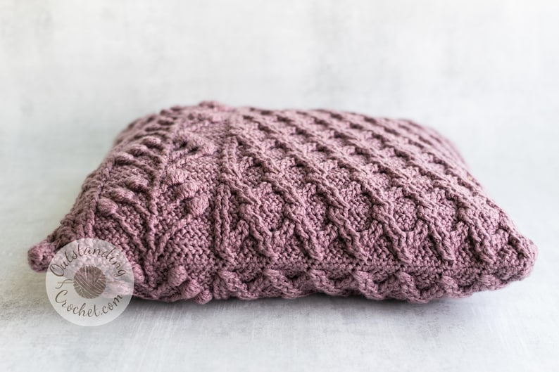 Crochet Pillow PATTERN - Umbella Cushion - Cabled, Textured - Chart, Videos, Written - PDF image 6