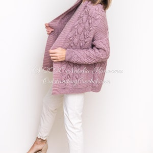 PATTERN - Crochet Cardigan - Olea - Women Sweater, Embossed, Cabled, Textured Jacket,  Plus Sizes