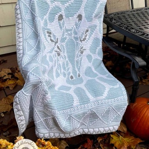 Blanket/ Tapestry Crochet PATTERN - Giraffe - Overlay Mosaic Crochet Pattern in 2 sizes: Toddler/ Lap, Baby