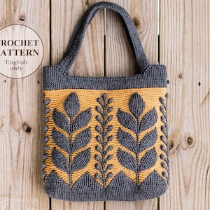 Modèle de sac Prairie au crochet - Sac à main pour femme, sac à main, sac à bandoulière, feuille au crochet 3D, fourre-tout en relief au crochet - PDF