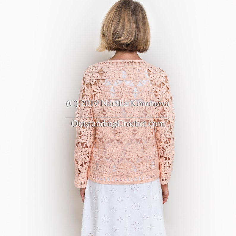 Crochet Sweater PATTERN - Coral - Women Summer Top, Pullover, Jumper - Long Sleeve - Plus Sizes - Crochet Lace