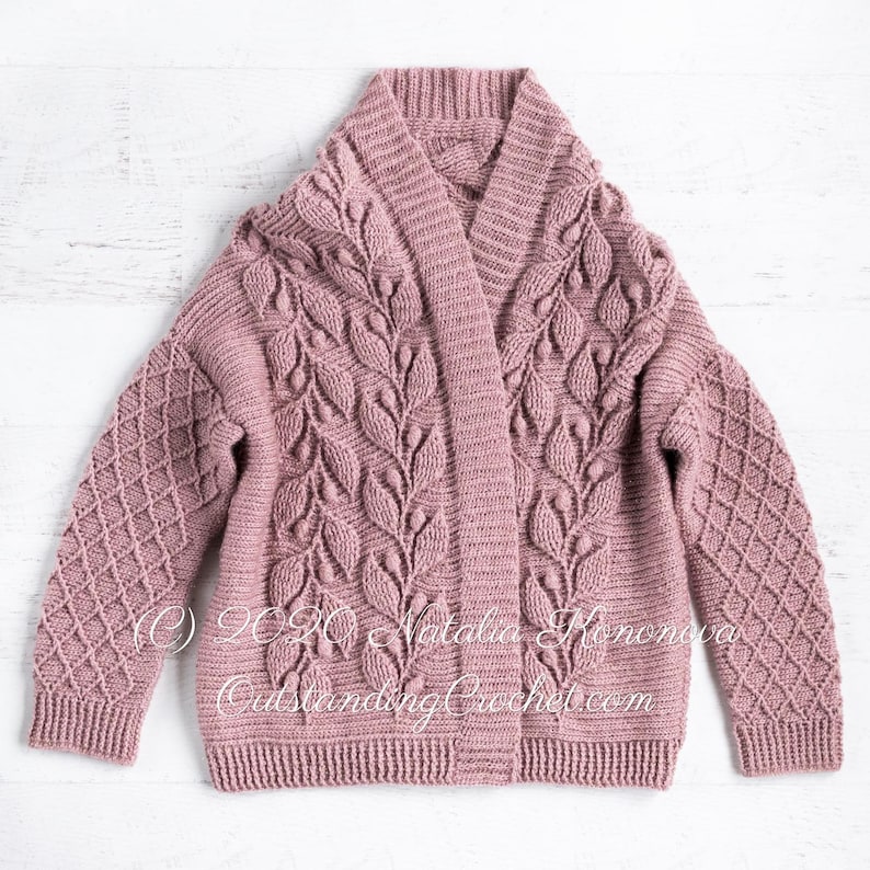 PATTERN - Crochet Cardigan - Olea - Women Sweater, Embossed, Cabled, Textured Jacket,  Plus Sizes