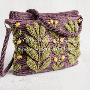 Crochet PATTERN Meadow Bag Women Purse, Shoulder, Crossbody, Messenger, Boho Embossed, 3D Cable Haakpatroon PDF image 9