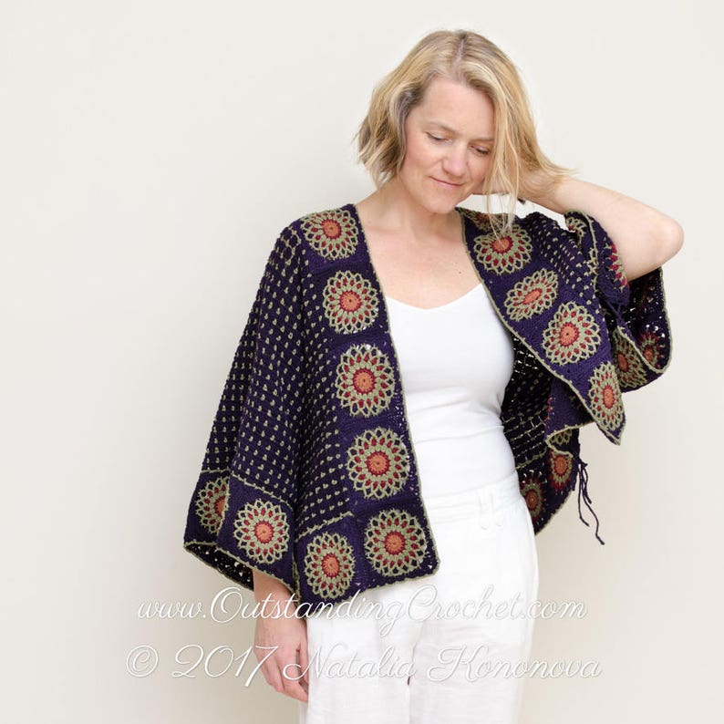 Cardigan Sweater 2 in 1 Crochet PATTERN - Women Top, Pullover - Kimono Sleeve, Seamless, Convertible - Medium, Large, Plus Size