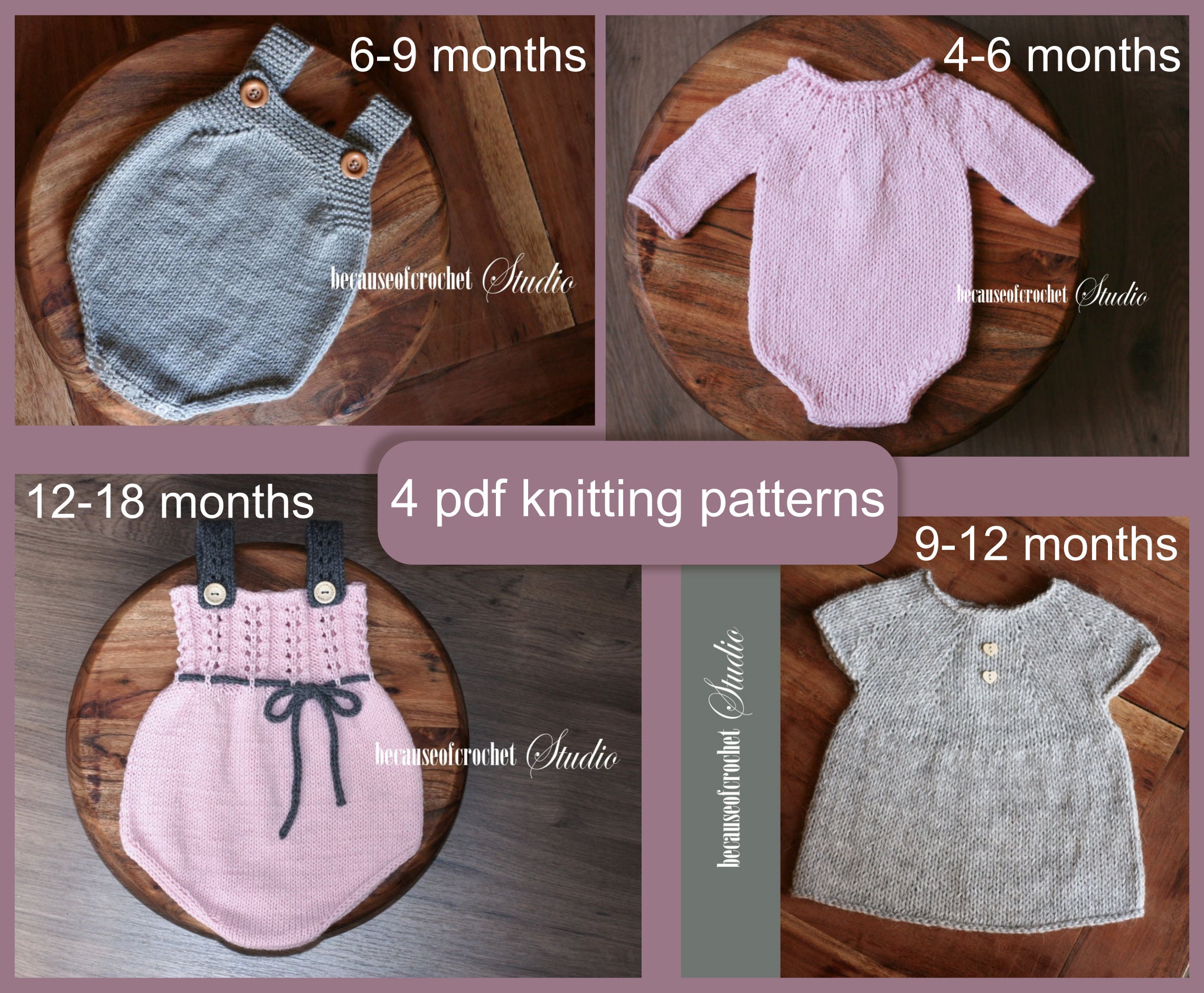 4 PDF Knitting PATTERNS Baby Outfits. Written in US Terms. | Etsy