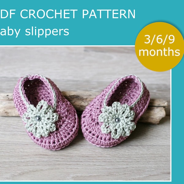 PDF Crochet PATTERN - Baby slippers. Quick and easy. Sizes 3/6/9 months. Written in US terms.