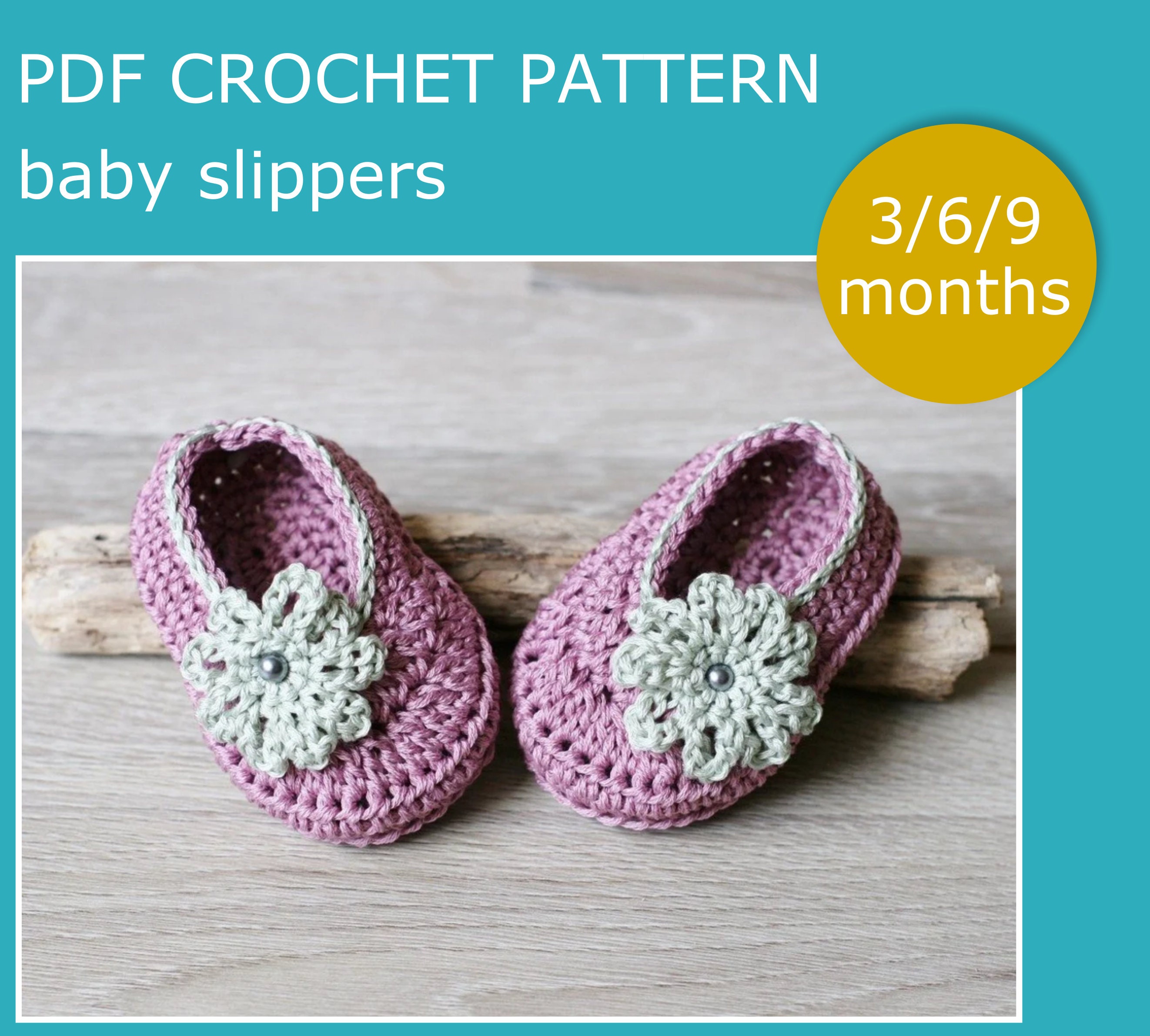 PDF Crochet PATTERN Baby Slippers. Quick and Easy. Sizes 3 6 9