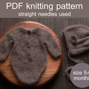 Baby Romper and Bonnet Knitting Pattern (PDF) - 5-6 Months