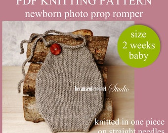 PDF Knitting PATTERN - Newborn baby photo prop romper. Total length – 6.5". Written in US terms. Skill level: intermediate.