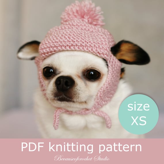 チワワの帽子の編み図：簡単な犬用ビーニー帽（PDFパターン） - Etsy 日本