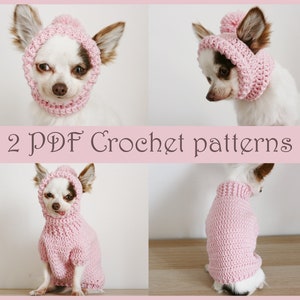 2 PDF Crochet PATTERNS - Toy Chihuahua sweater and hat. Fast and easy. Made in one piece. Written in US terms. Skill level: Intermediate