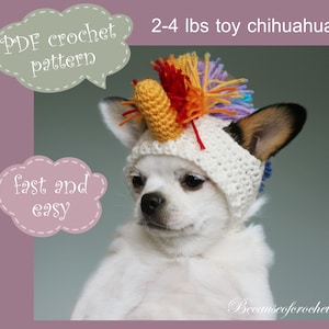 PDF Crochet PATTERN Toy Chihuahua photo prop hat. Fast and easy. Written in US terms. Skill level: Intermediate image 1