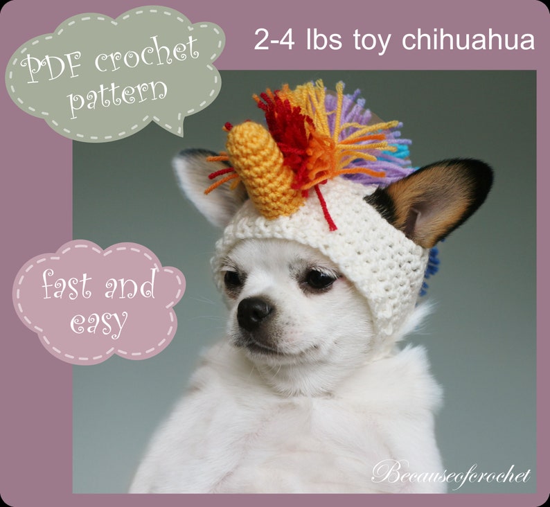 PDF Crochet PATTERN Toy Chihuahua photo prop hat. Fast and easy. Written in US terms. Skill level: Intermediate image 1