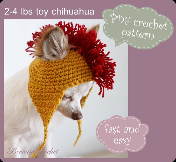 Crochet Chihuahua Hat PATTERN: Toy Dog Photo Prop (PDF)