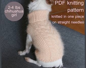 Knitting Pattern: Toy Chihuahua Braided Dog Sweater (PDF Pattern)