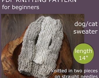 PDF Knitting PATTERN – Easy to make French bulldog unisex sweater. Lenght 14". Written in US terms.