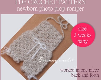 Crochet Newborn Romper & Flower Tieback PATTERNS (2 PDF)