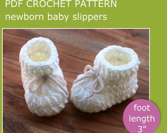 PDF Crochet PATTERN - Newborn baby slippers. Quick and easy. Written in US terms. Skill level: intermediate.