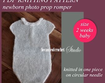 Newborn Romper Knitting Pattern: Mohair Photo Prop (PDF Pattern)