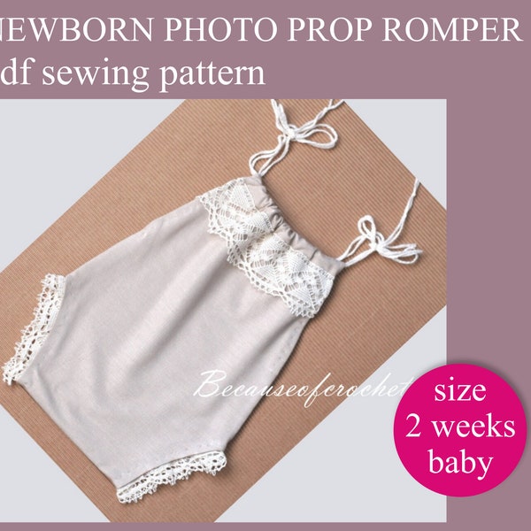 PDF Templates and short description how to make a Newborn prop romper. Print at home letter format and sew. Written in US terms.